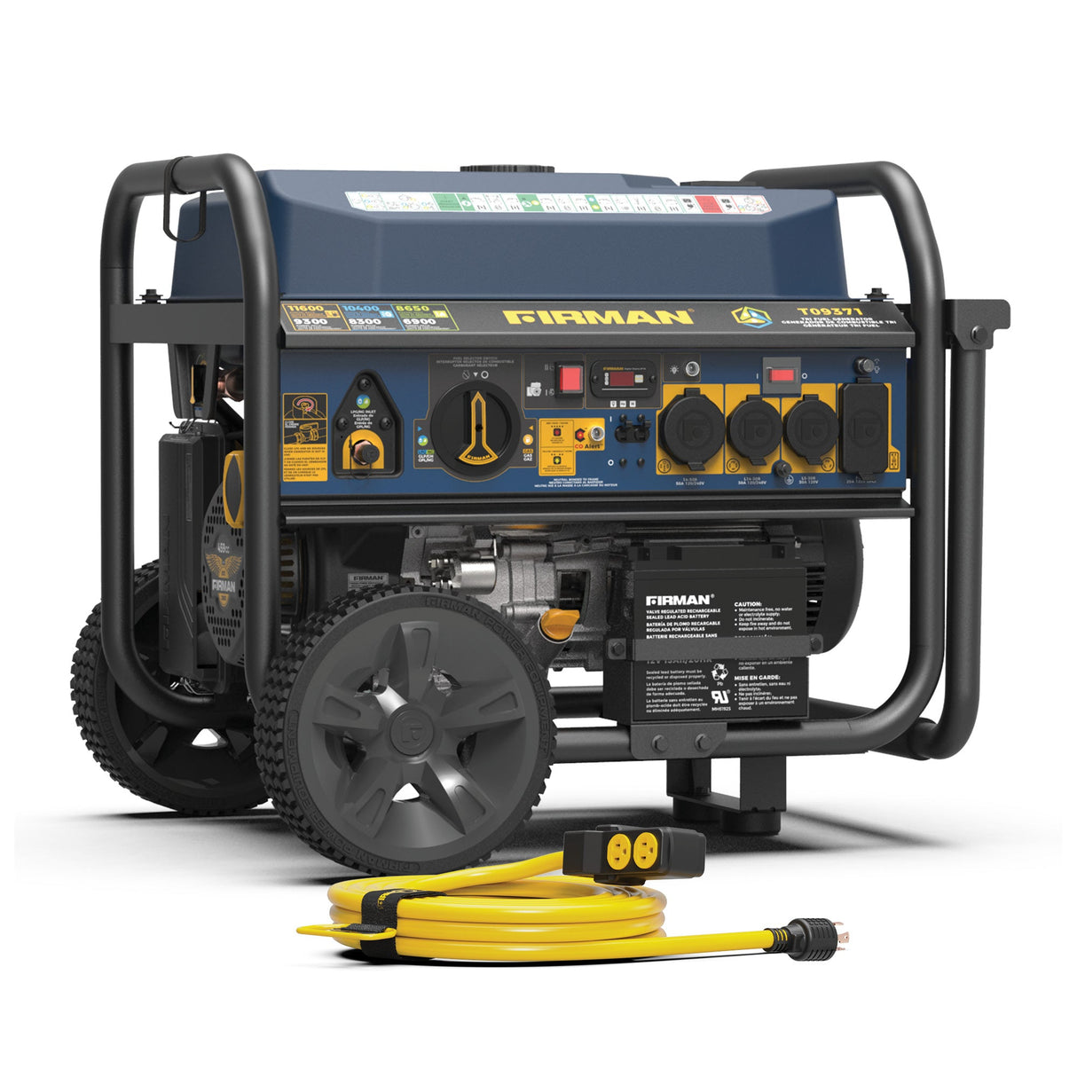 Tri Fuel Portable Generator 11600/9300W Electric Start 120V/240V with Power Cord