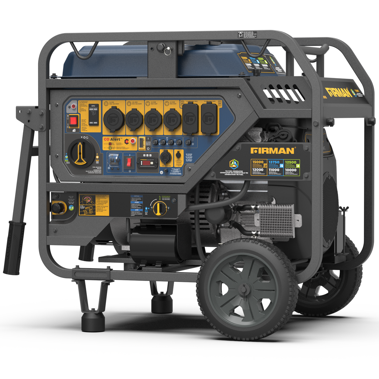 TRI FUEL PORTABLE GENERATOR 15000W ELECTRIC START 120/240V WITH CO ALERT