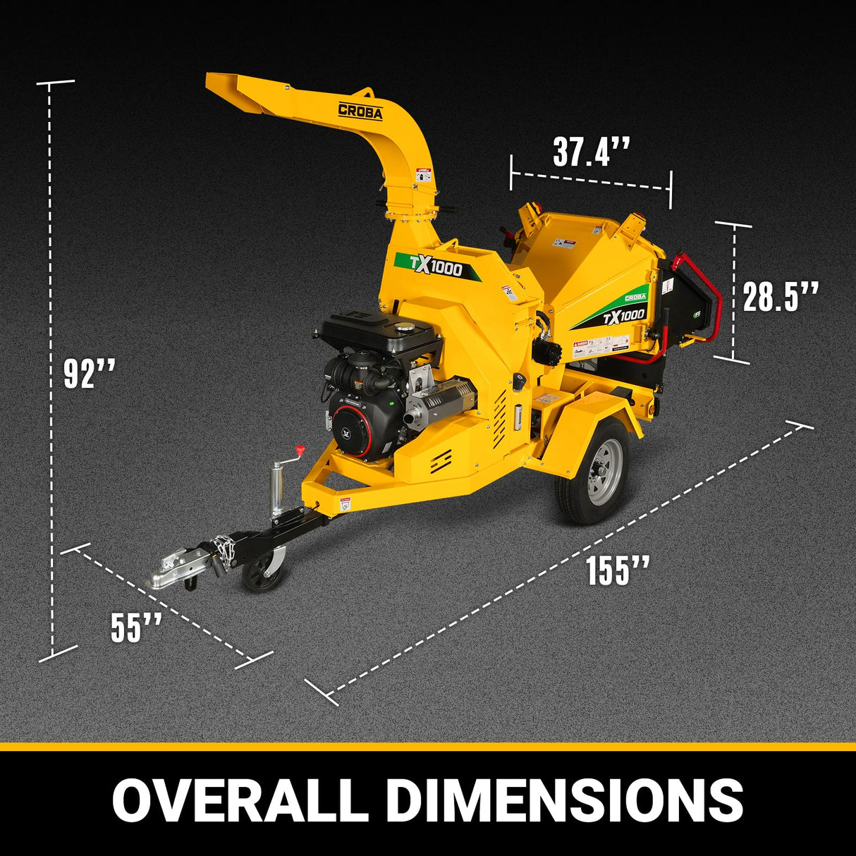 MechMaxx 35hp 1000cc ZONSEN E-Start 8 inch Gas Powered Commerical Wood Chipper with Intelligent Hydraulic Feeding System ,  CROBA TX1000