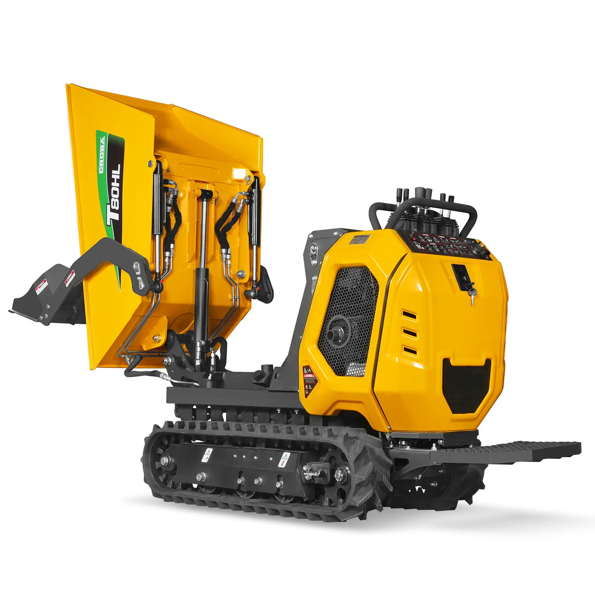 MechMaxx 1100lb 420cc E-start Gas Engine Stand-ON Hydraulic Track Dumper Hydraulic Tipping and Lifting with Self-Loading,  T80HL