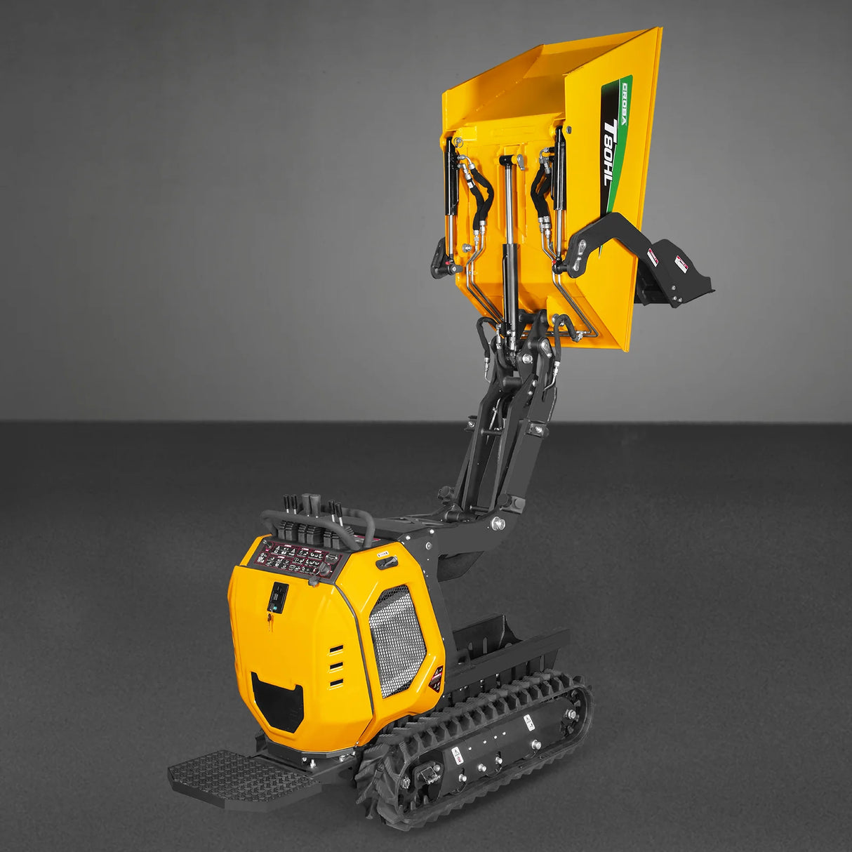 MechMaxx 1100lb 420cc E-start Gas Engine Stand-ON Hydraulic Track Dumper Hydraulic Tipping and Lifting with Self-Loading,  T80HL
