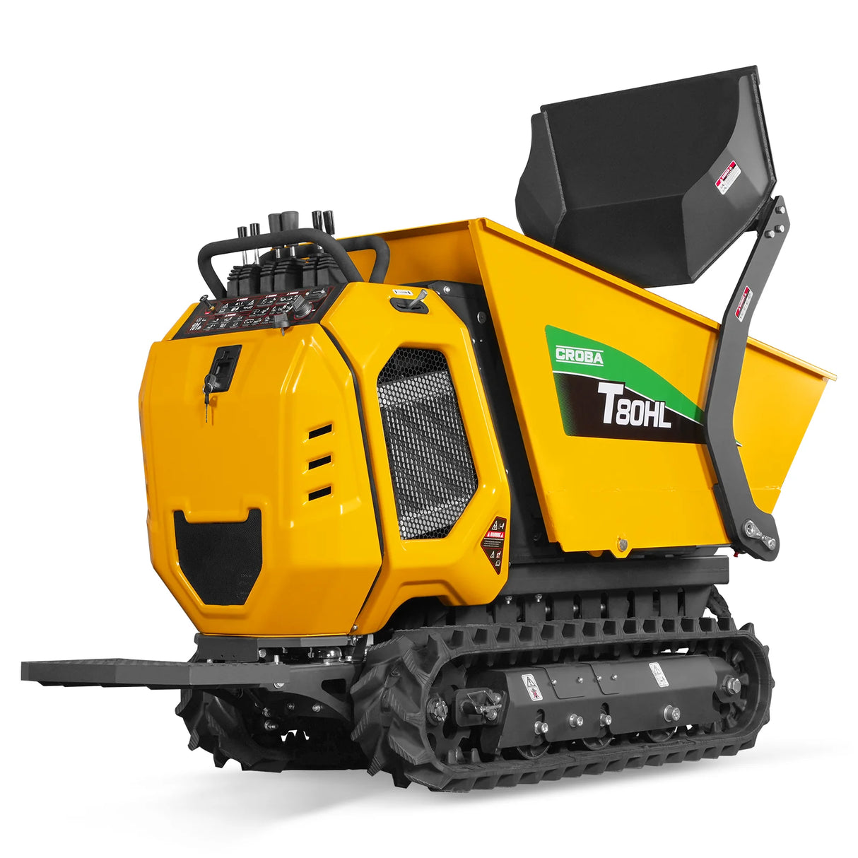MechMaxx 1100lb 420cc E-start Gas Engine Stand-ON Hydraulic Track Dumper Hydraulic Tipping and Lifting with Self-Loading,  T80HL