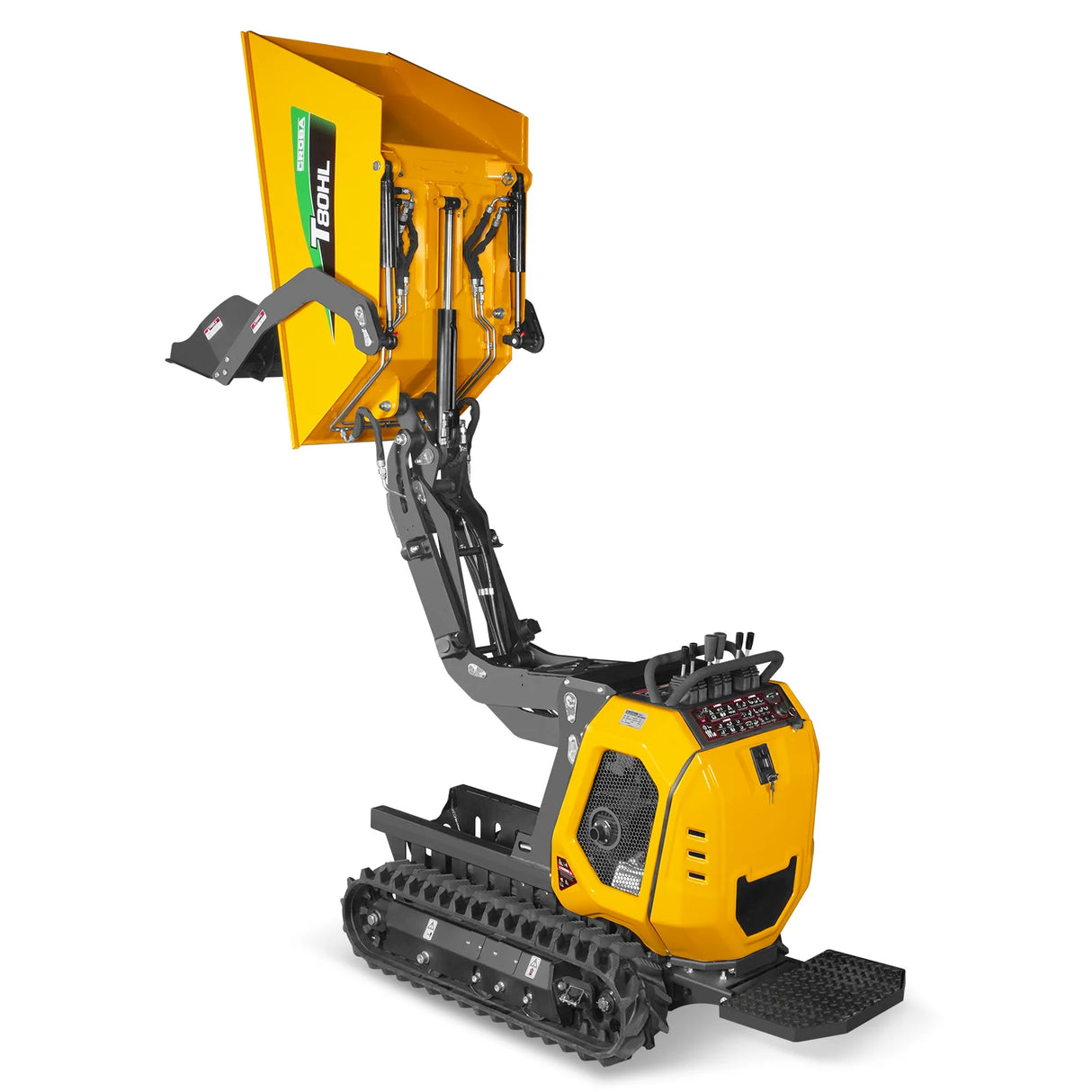 MechMaxx 1100lb 420cc E-start Gas Engine Stand-ON Hydraulic Track Dumper Hydraulic Tipping and Lifting with Self-Loading,  T80HL