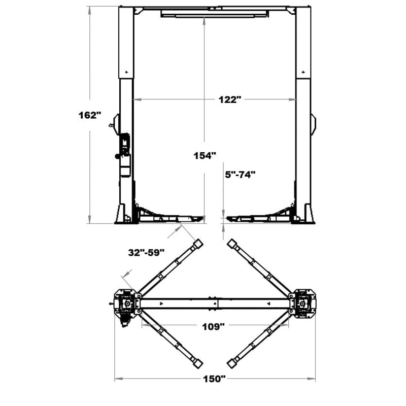 Triumph NTO-13A 13,000 lb Two Post Overhead Lift