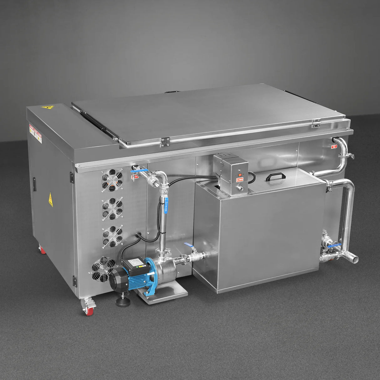 114 Gal / 432L Heavy Duty Industrial Ultrasonic Parts Washer, 28kHz 60 Transducers, Oil Skimmer, SS304 Tank, 10kW Heater, 208–240V 3 Phase Power
