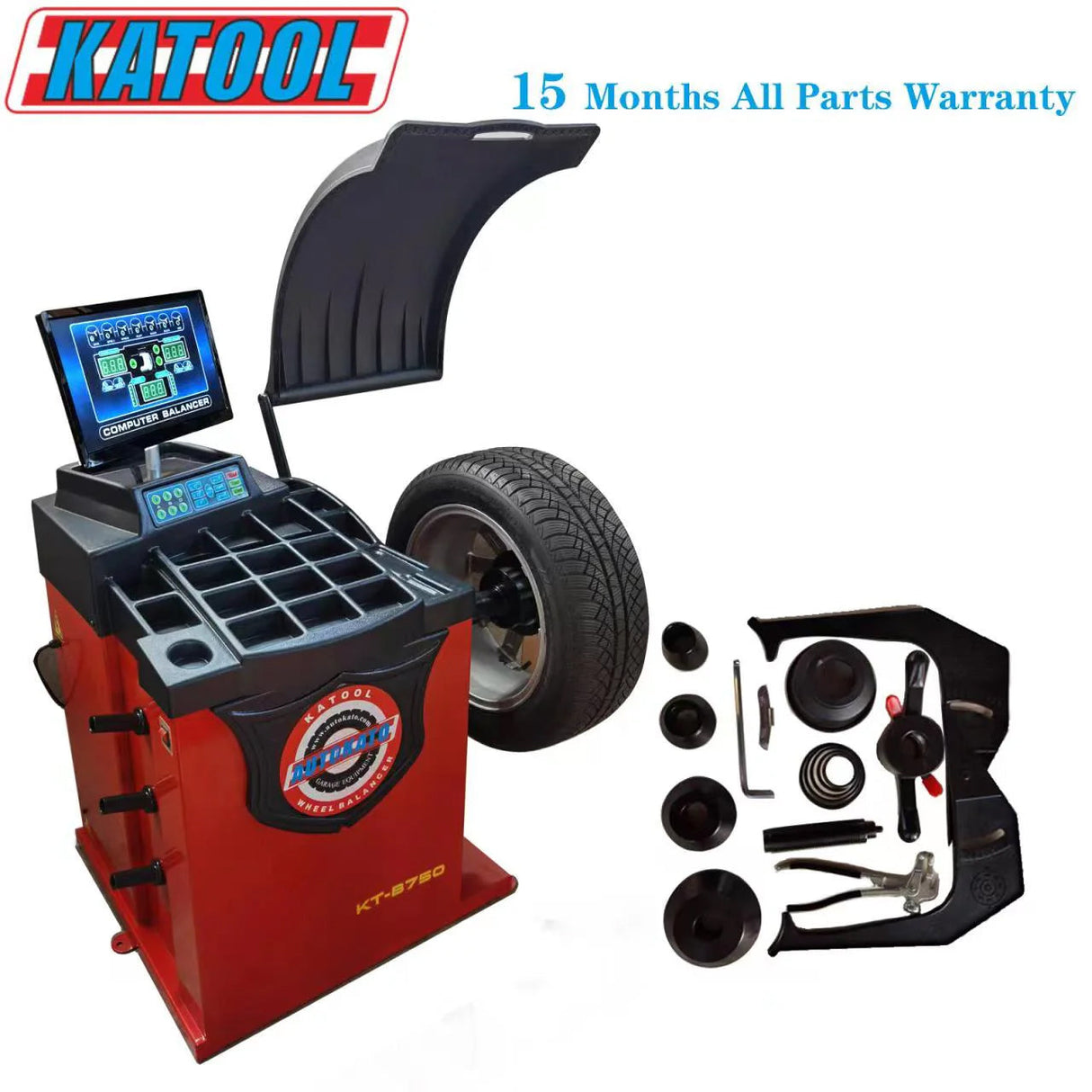 Katool KT-B750 wheel balancer digital control panel detail