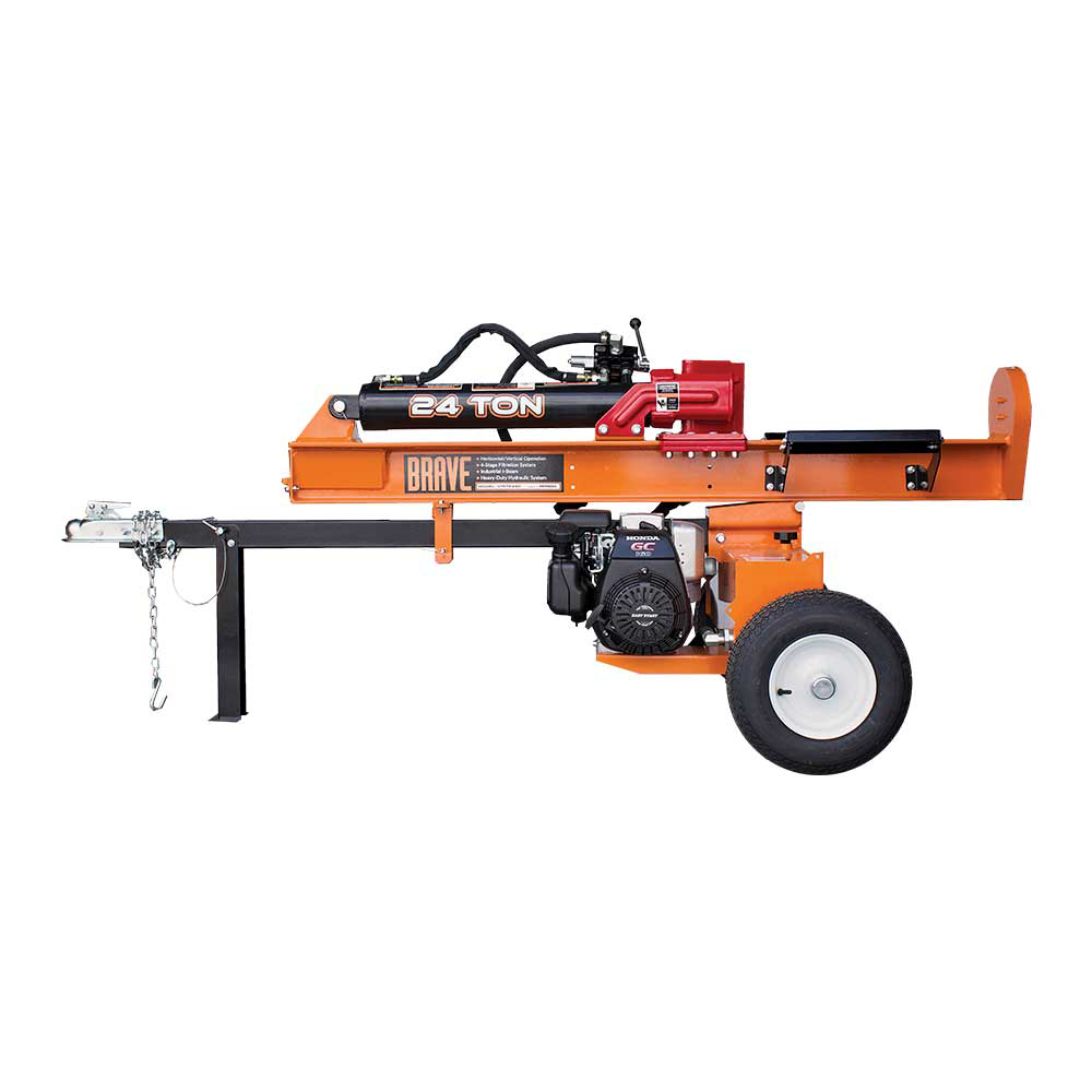 Brave Tow Behind Log Splitter 24-Ton Vertical/Horizontal Portable Gas with Honda GC160