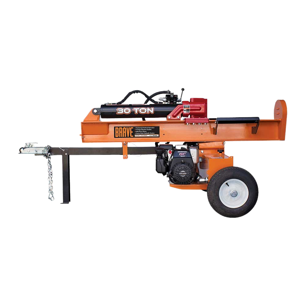 Brave Tow Behind Log Splitter 30-Ton Vertical/Horizontal Portable Gas with Honda GC190 Engine