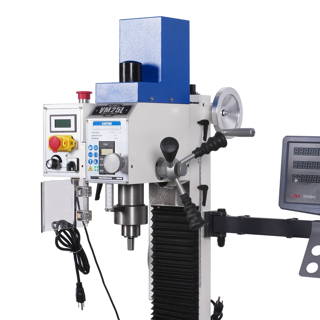 MechMaxx 1.5HP 7‘’x 27-1/2‘’ Benchtop Mini Mill Drill Machine, Variable Speed, R8 Spindle, Brushless Motor, 110V, Compact Milling Drilling Tool for Garage Shop, DIY Metalworking without Stand VM25LD