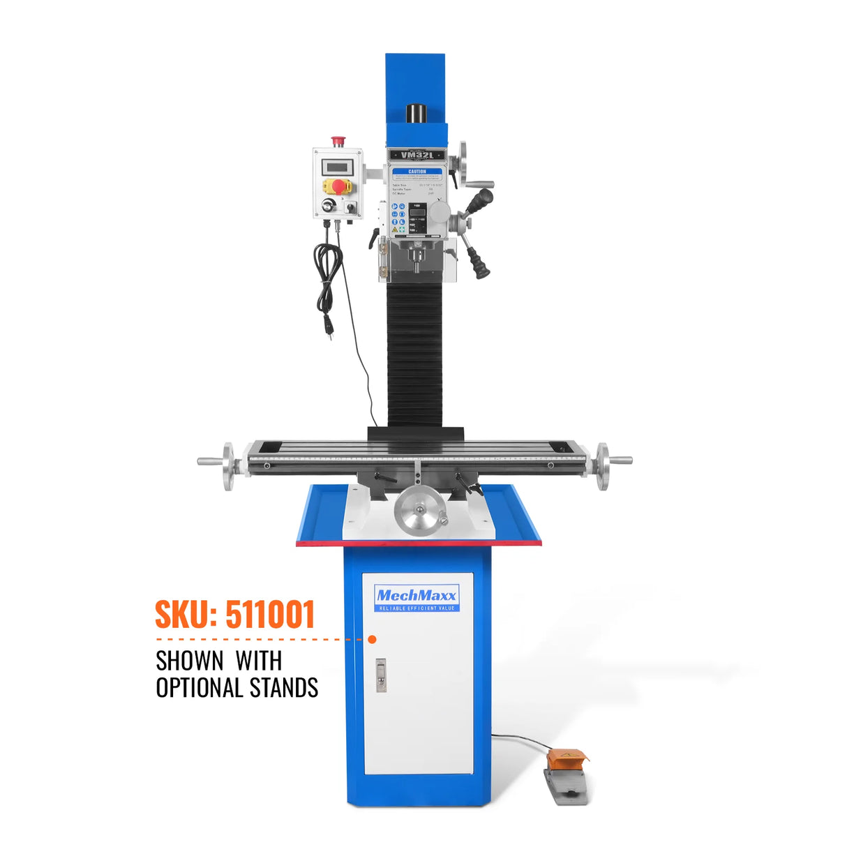 MechMaxx 8-1/4"x33'' Industrial Benchtop Mill Drill Machine Brushless Motor, Variable Speed, R8 Spindle, 2 HP, 110V, Compact Milling Drilling Tool for Garage Shop, DIY Metalworking without Stand VM32L