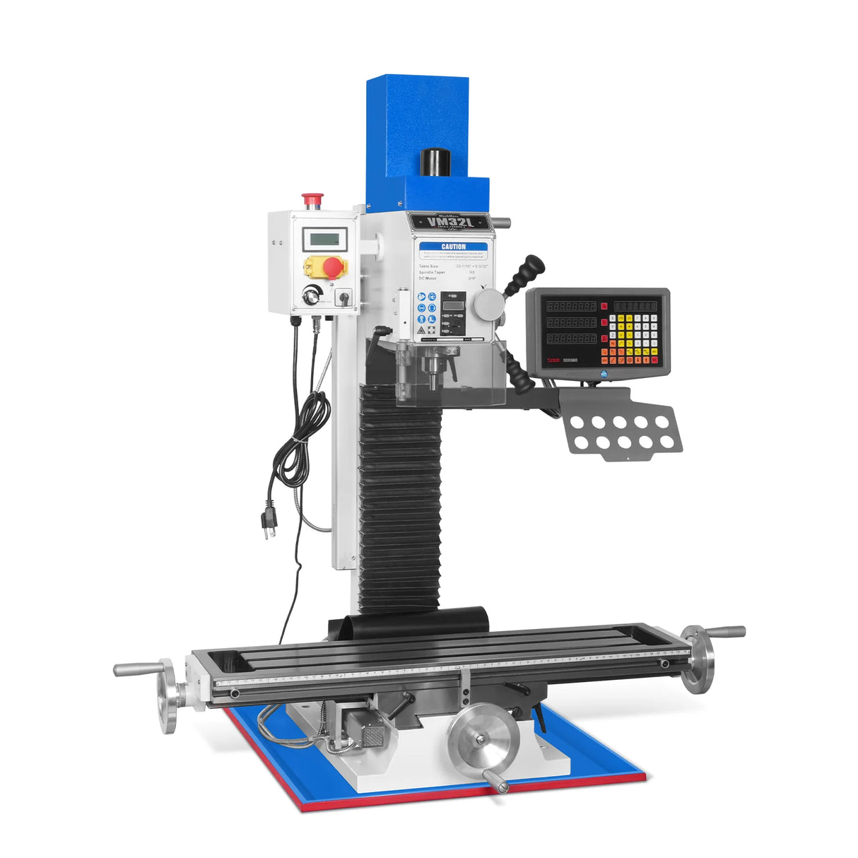 MechMaxx 8-1/4"x33'' Industrial Benchtop Mill Drill Machine with DRO, Variable Speed, Brushless Motor, R8 Spindle, 2 HP, 110V, Compact Milling Drilling Tool for Garage Shop, DIY Metalworking without Stand VM32LD