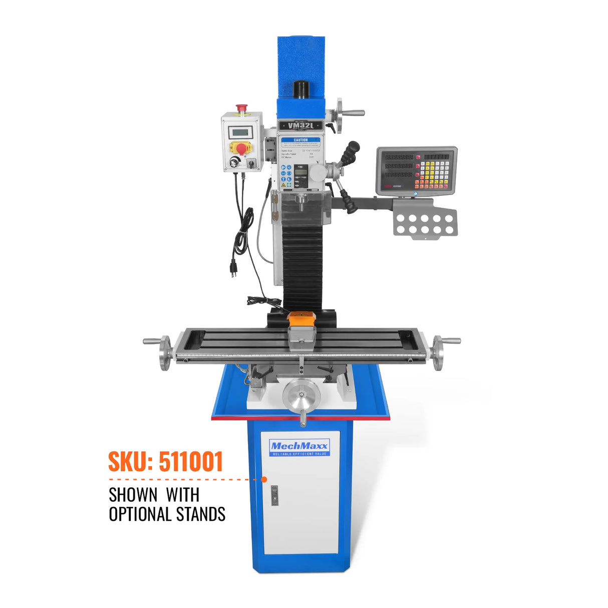 MechMaxx 8-1/4"x33'' Industrial Benchtop Mill Drill Machine with DRO, Variable Speed, Brushless Motor, R8 Spindle, 2 HP, 110V, Compact Milling Drilling Tool for Garage Shop, DIY Metalworking without Stand VM32LD