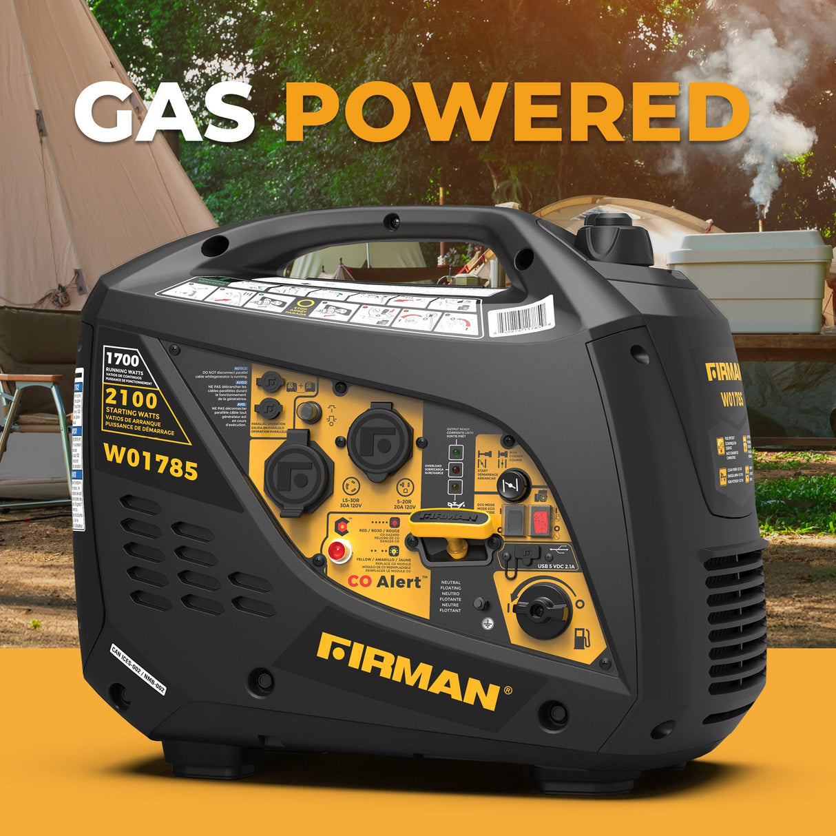 Inverter Portable Generator 2100W Recoil Start with CO Alert