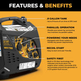 Inverter Portable Generator 2100W Recoil Start with CO Alert