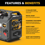 Inverter Gas Portable Generator 2500W Recoil Start with CO ALERT