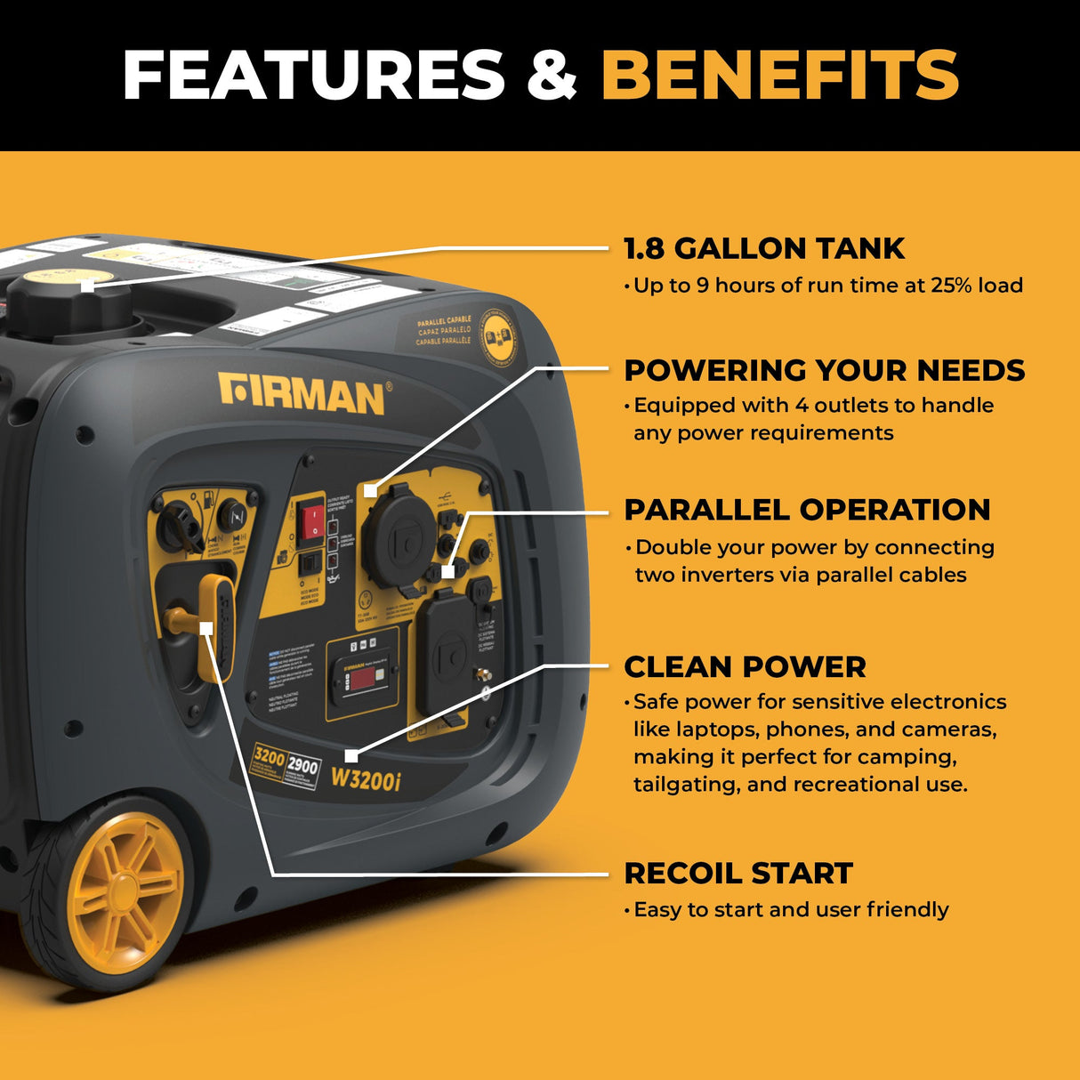 Inverter Portable Generator 3200W Recoil Start