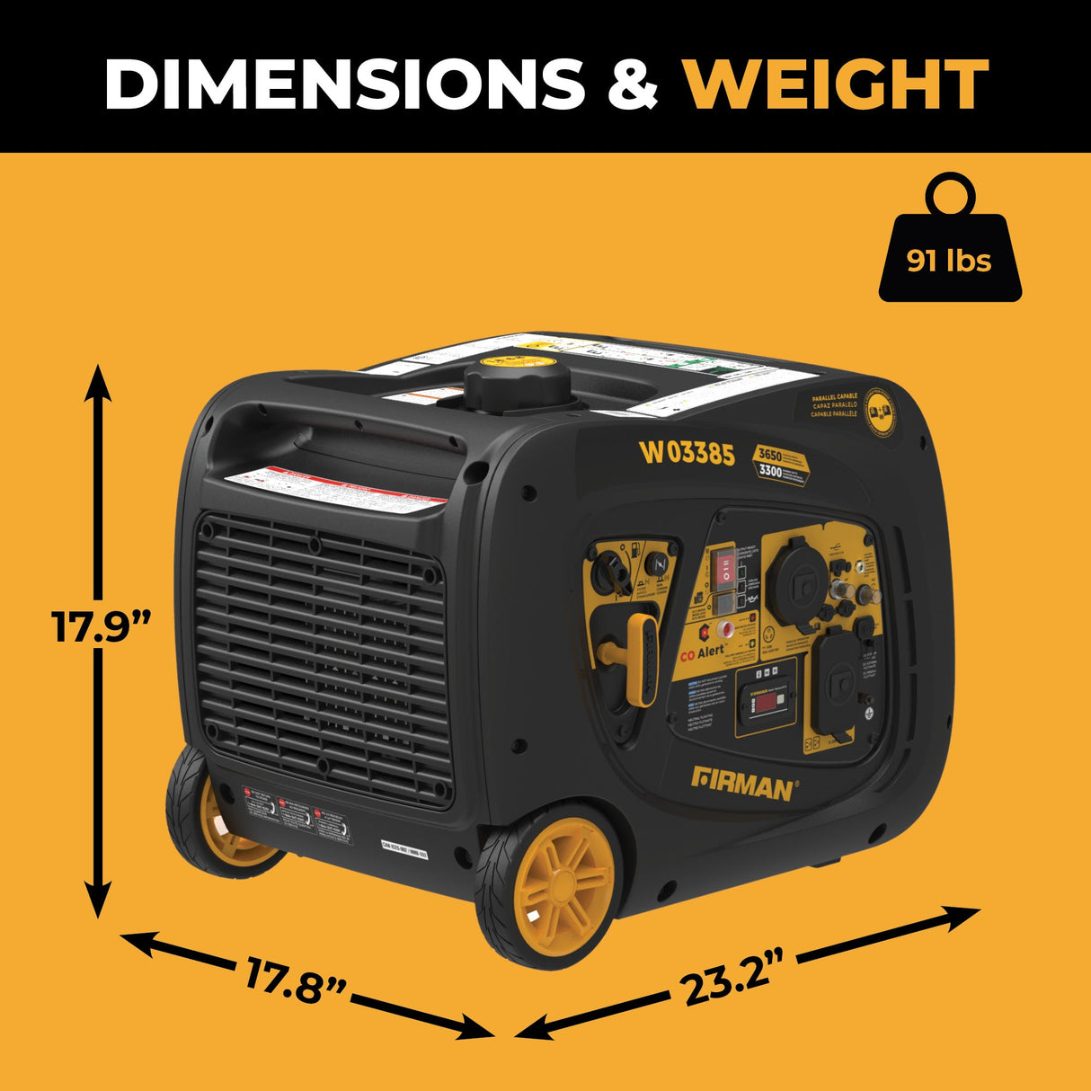 INVERTER PORTABLE GENERATOR 4125W WITH CO ALERT