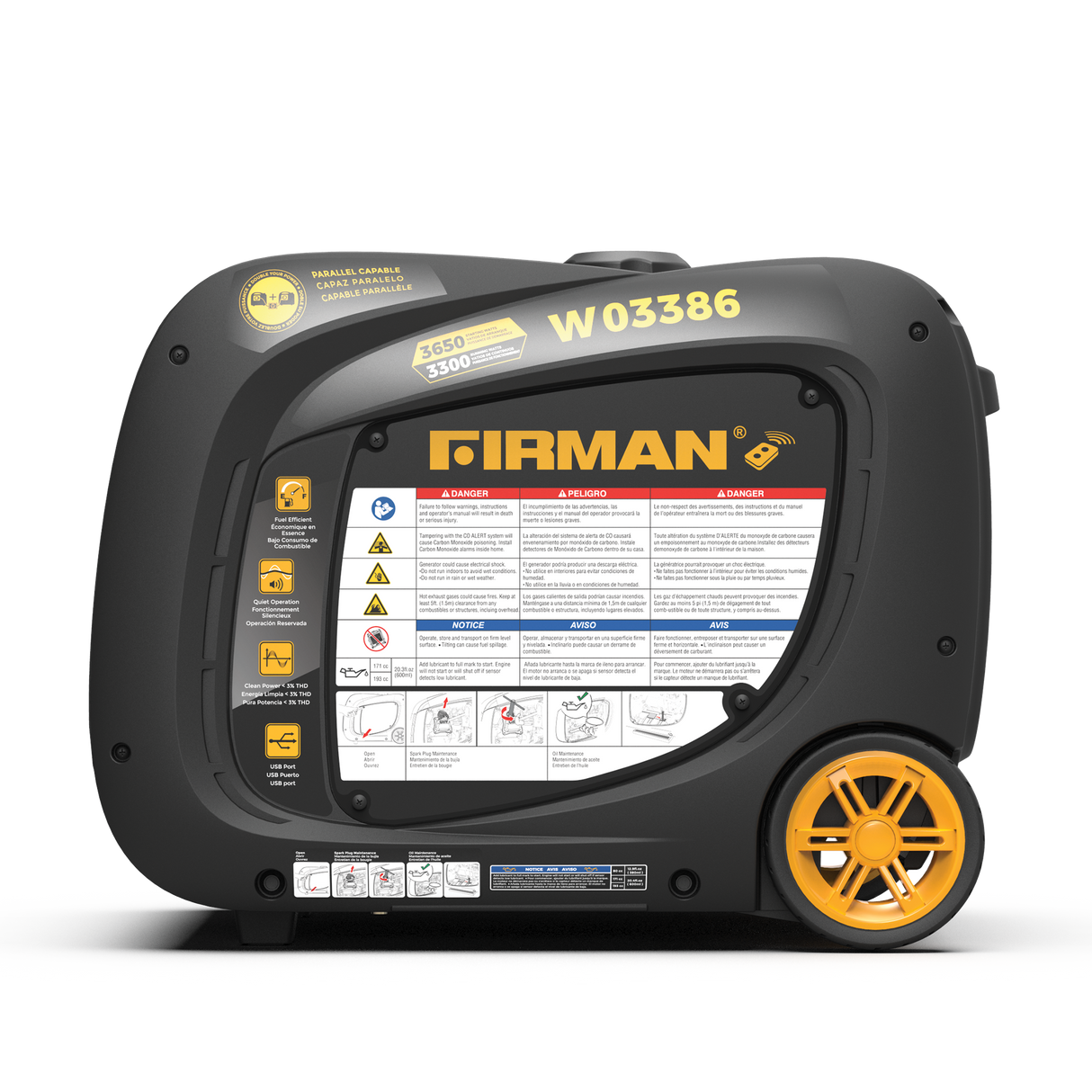 Refurbished Inverter Portable Generator 3650W Remote Start with CO ALERT