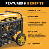 Inverter Open Frame Portable Generator 4500W Recoil Start with CO Alert