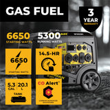 Gas Inverter Portable Generator 6650/5300 Watt 120/240V CO Alert