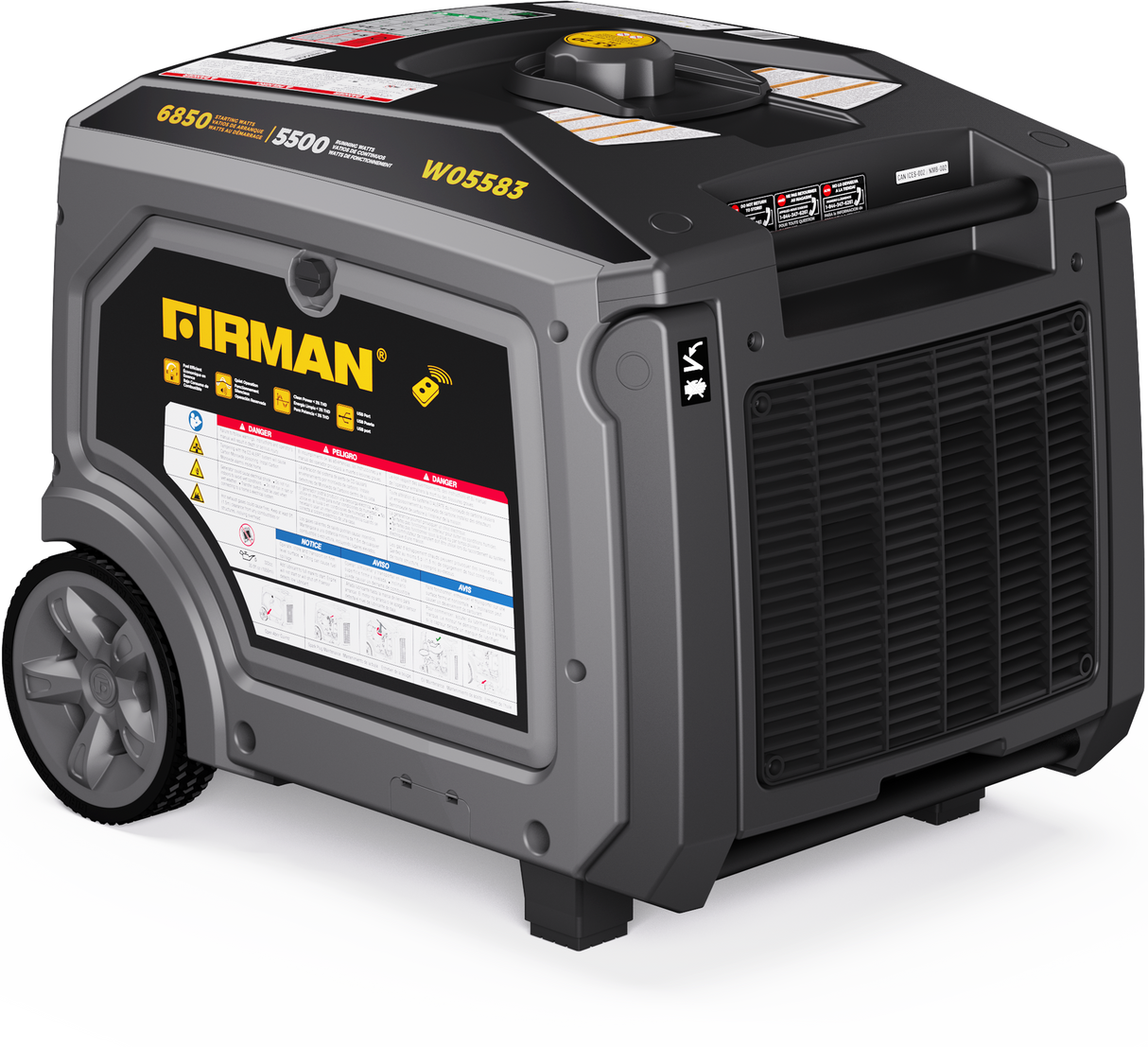 Gas Inverter Portable Generator 6850/5500 Watt Remote Start 120/240V CO Alert
