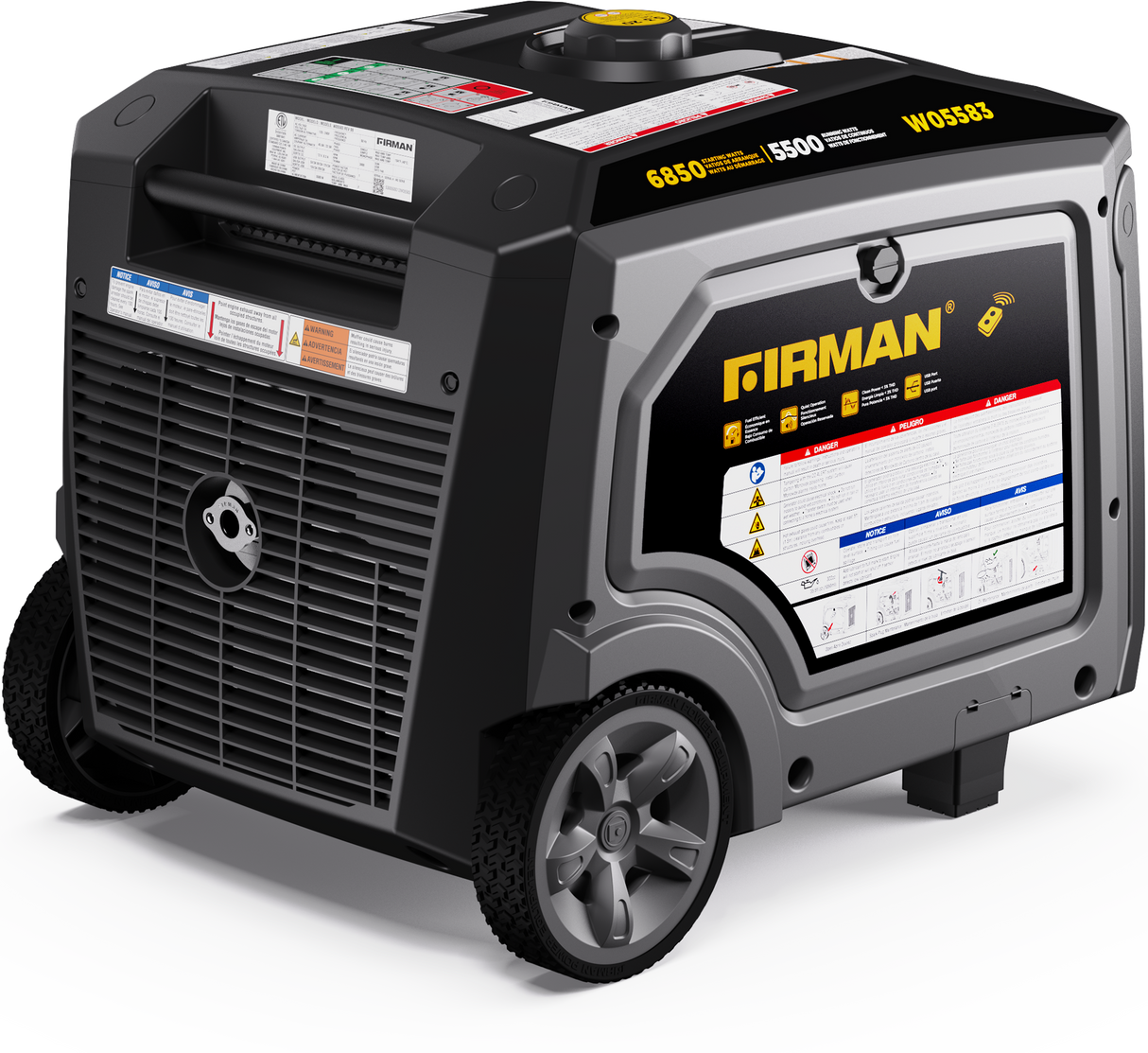 Gas Inverter Portable Generator 6850/5500 Watt Remote Start 120/240V CO Alert