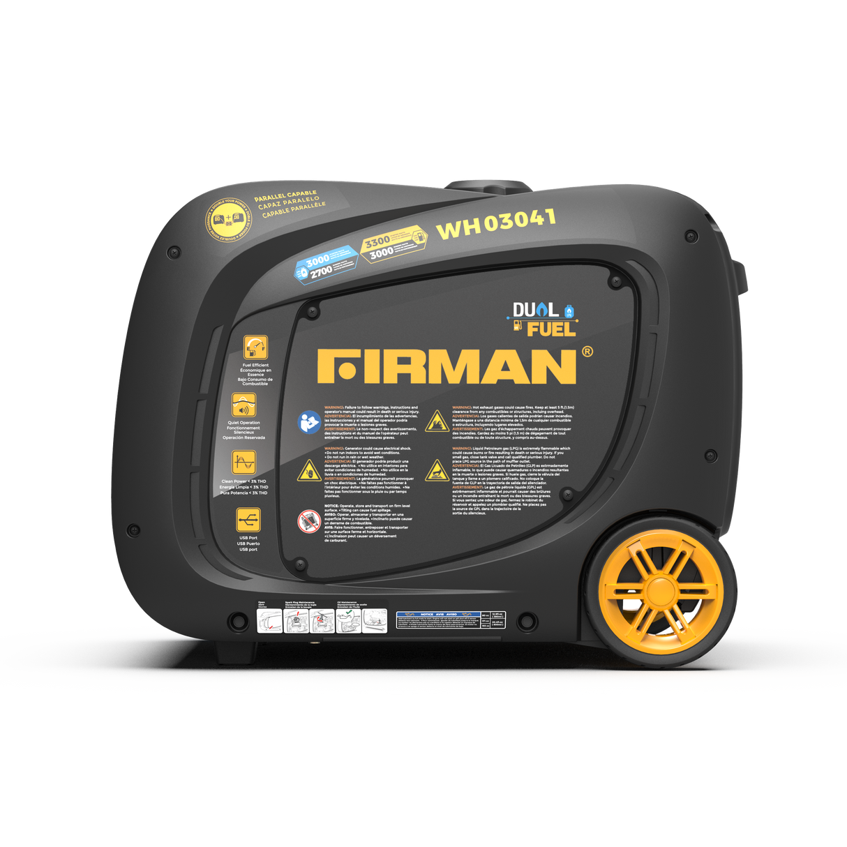 Dual Fuel Inverter Portable Generator 3300W Recoil Start