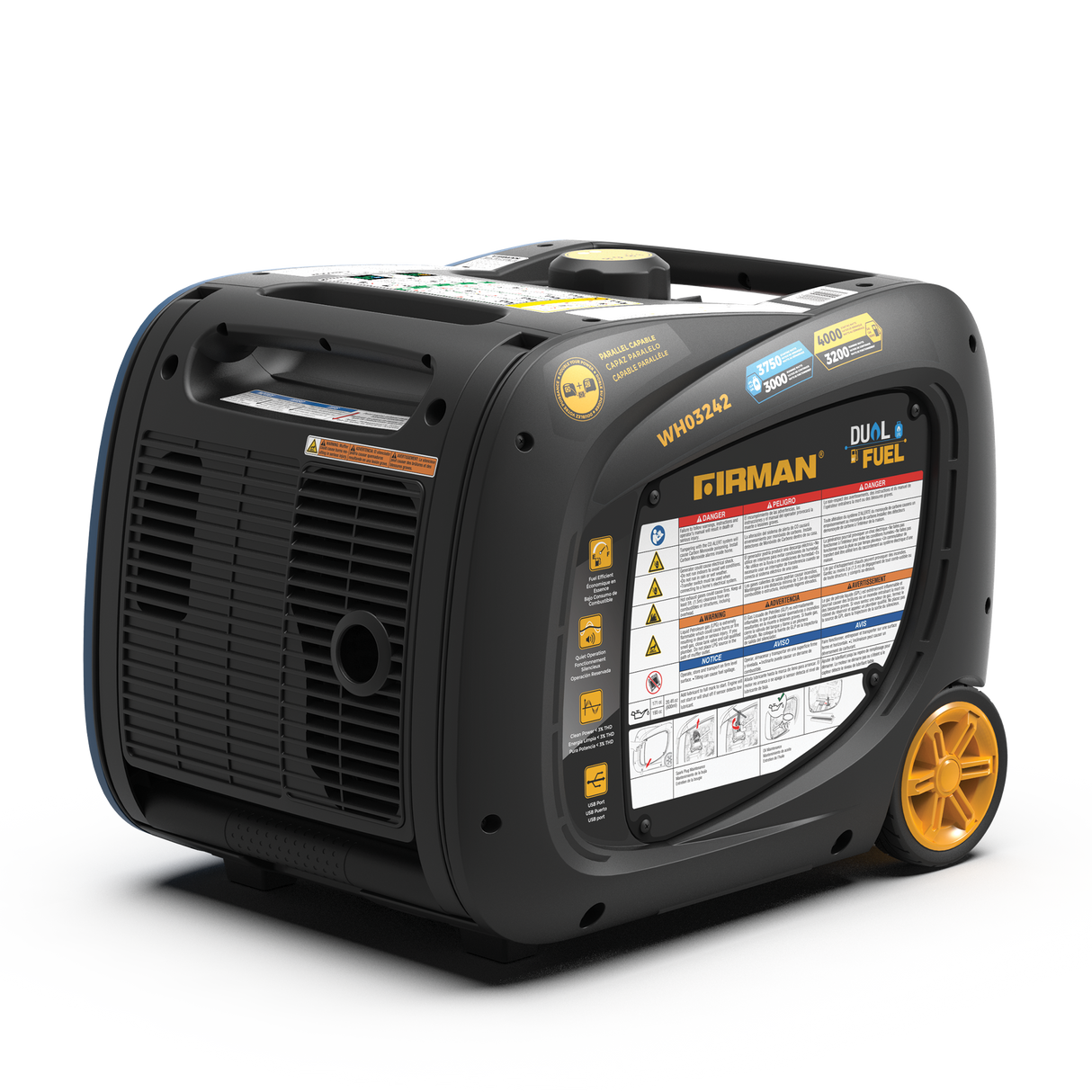 Dual Fuel Inverter Portable Generator 4000W Electric Start with CO ALERT