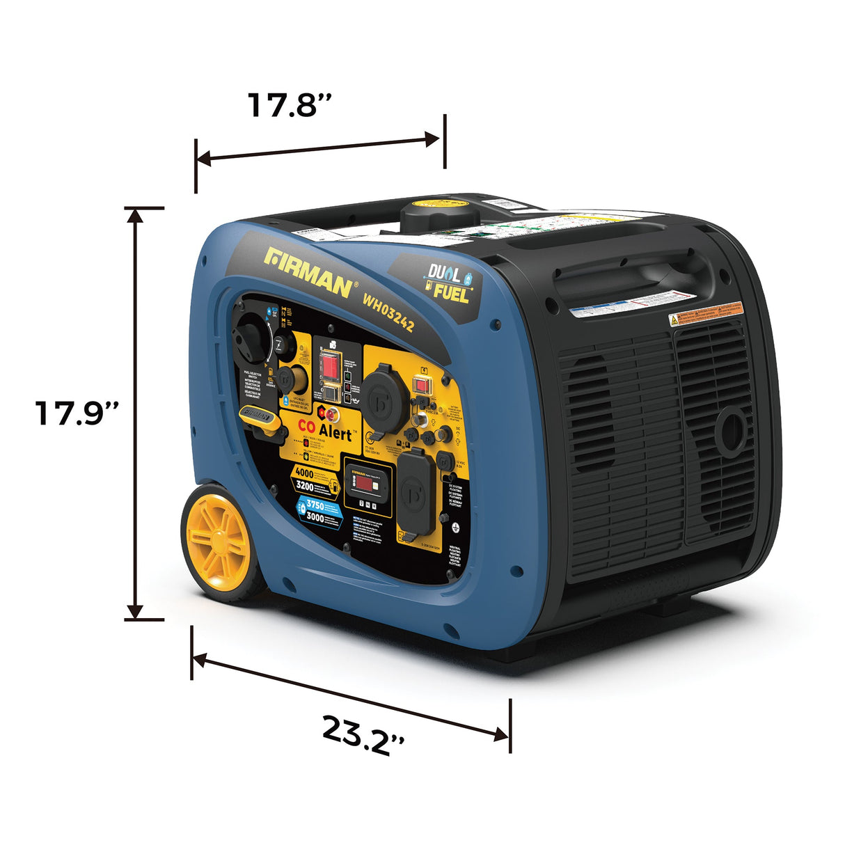 Dual Fuel Inverter Portable Generator 4000W Electric Start with CO ALERT