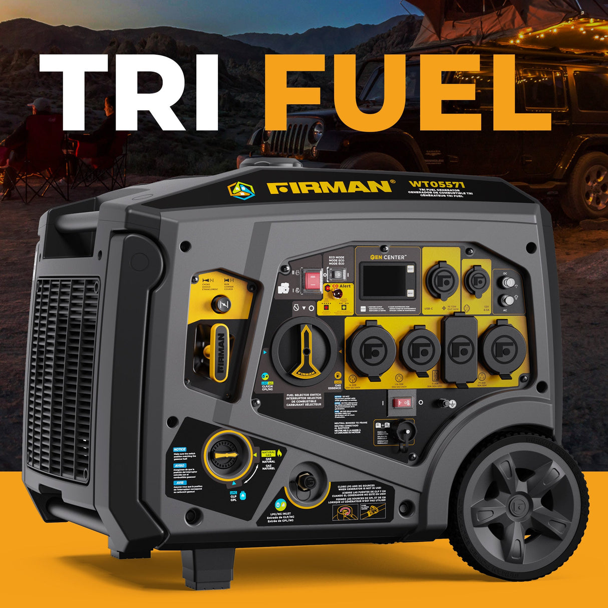 Tri Fuel Inverter Portable Generator 6850W Electric Start With CO Alert