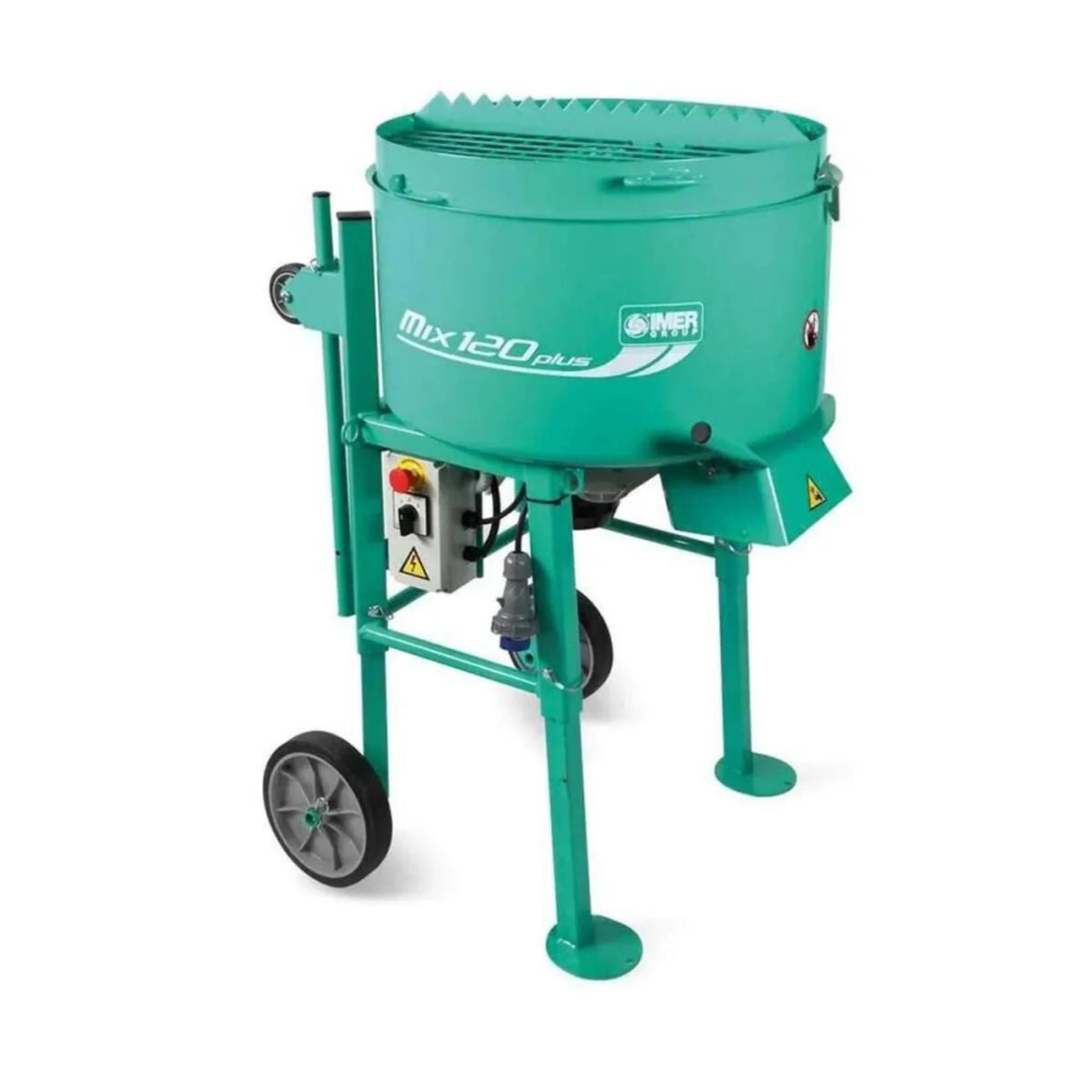 IMER Mix 120 Plus 4 cu ft 120V Vertical Shaft Mortar Mixer with Open Grate