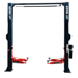 Katool KT-AS110D 11,000 lb Asymmetric Two-Post Lift — Direct Drive, Single-Point Lock Release