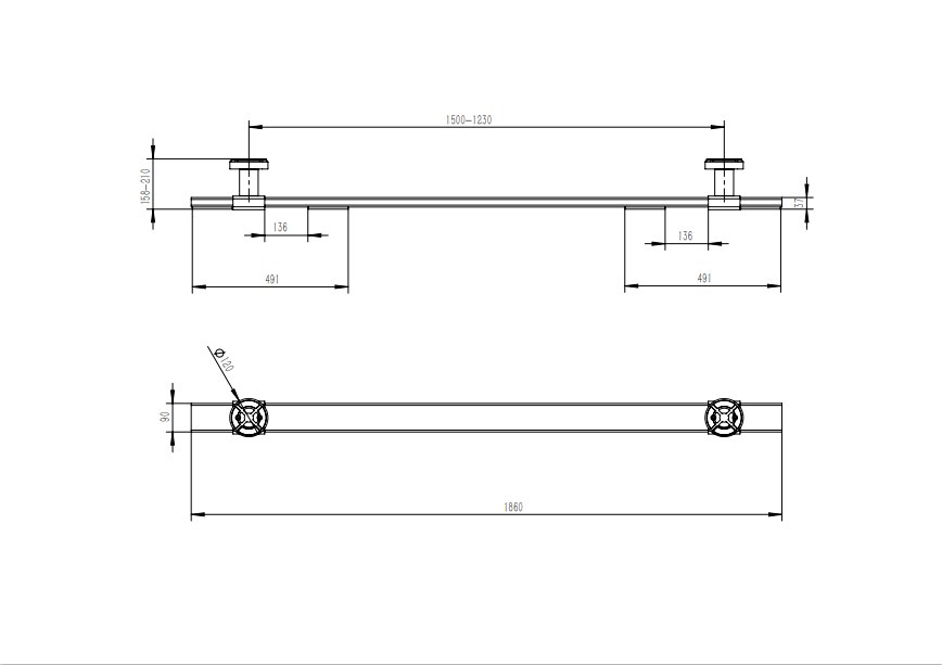 Katool KT-XS1 scissor lift support bar installed on lift platform