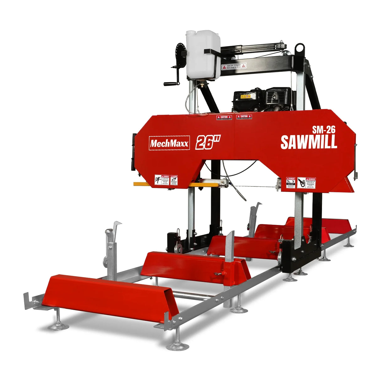 MechMaxx 26" Portable Sawmill, 459cc 15HP E-Start Gasoline Engine, 20" Board Width, 13' Track Length, SM-26