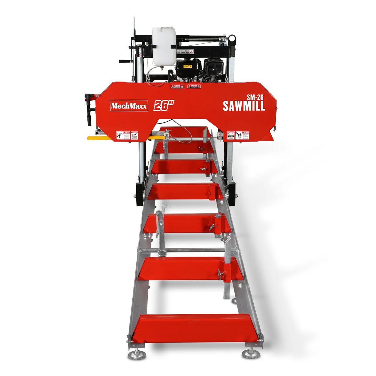 MechMaxx 26" Portable Sawmill (5x Blades Included), 459cc 15HP E-Start Gasoline Engine, 20" Board Width, 20' Track Length (13' Track Length + 6.4' Track Extension Included), SM-26