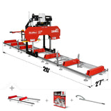 MechMaxx 26" Portable Sawmill (5x Blades Included), KOHLER CH440 429cc E-Start Gasoline Engine, 20" Board Width, 20' Track Length (13' Track Length + 6.4' Track Extension Included), SM-26