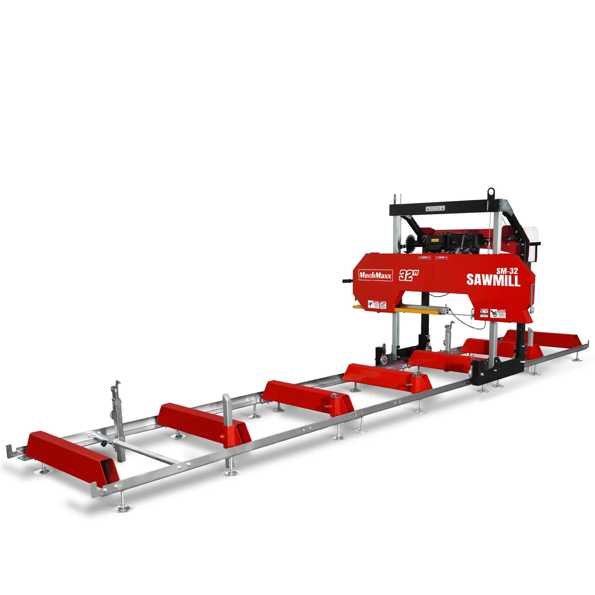 MechMaxx 32" Portable Sawmill (5 x Blades Included), 459cc 15HP E-Start Gasoline Engine, 26.5" Board Width, 20' Track Length (13' Track Length + 6.4' Track Extension Included), SM-32