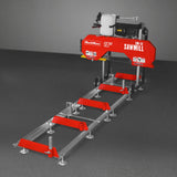 MechMaxx 18" Portable Sawmill, 212cc 7HP Gasoline Engine, 15" Board Width, 10' Track Length, SM-18
