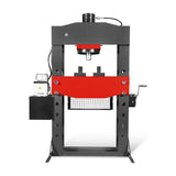 100 Ton H-Frame Electric Hydraulic Shop Press with Hand Winch, 110V Motor, Fully Welded Steel Frame, Safety Guard, HSP100E