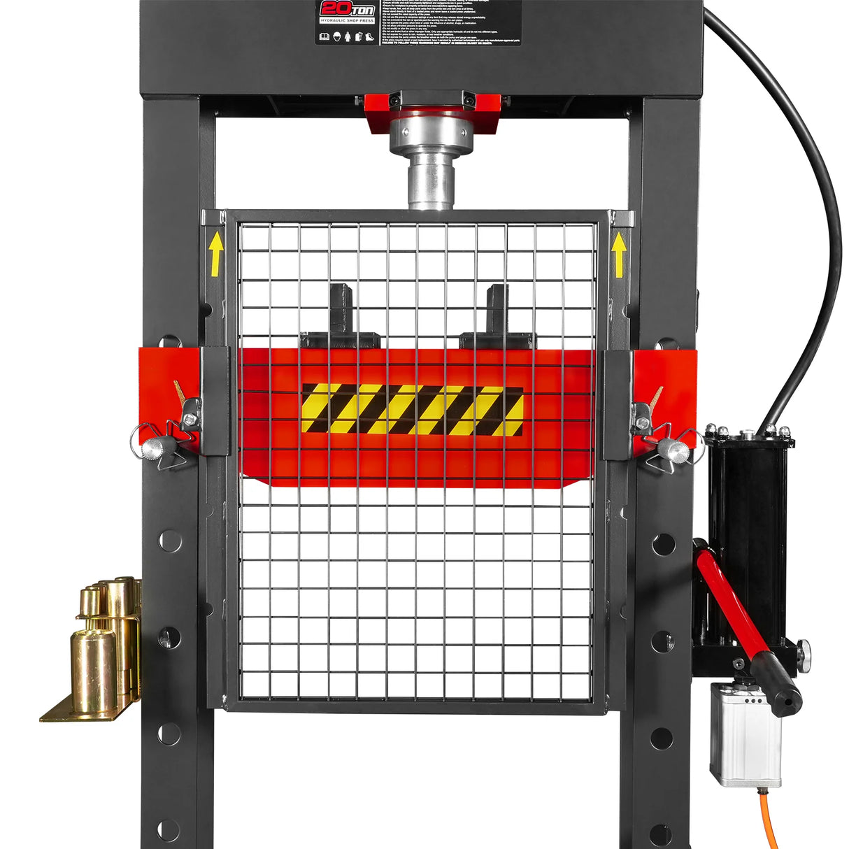 20 Ton H-Frame Air/Hydraulic Shop Press with Press Pin Kit, Fully Welded Steel Frame, Safety Guard, Foot Pedal Control, HSP20