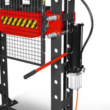 50 Ton H-Frame Air/Hydraulic Shop Press with Hand Winch & Press Pin Kit,  Fully Welded Steel Frame,  Safety Guard,  Foot Pedal Control,  HSP50