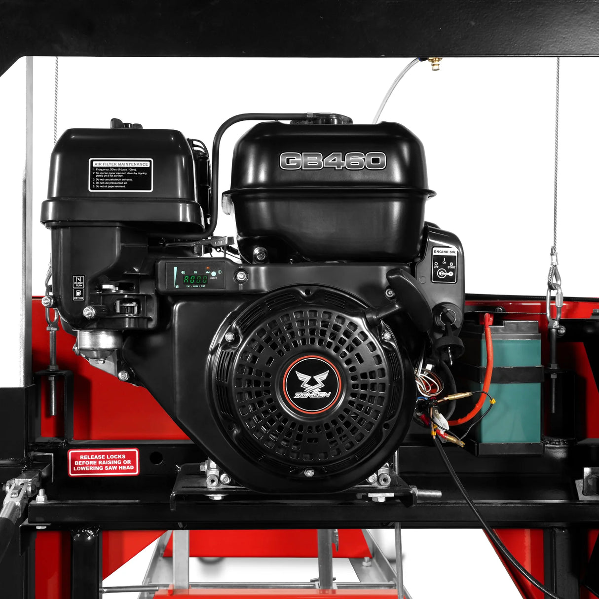 MechMaxx 26" Portable Sawmill (5x Blades Included), 459cc 15HP E-Start Gasoline Engine, 20" Board Width, 20' Track Length (13' Track Length + 6.4' Track Extension Included), SM-26