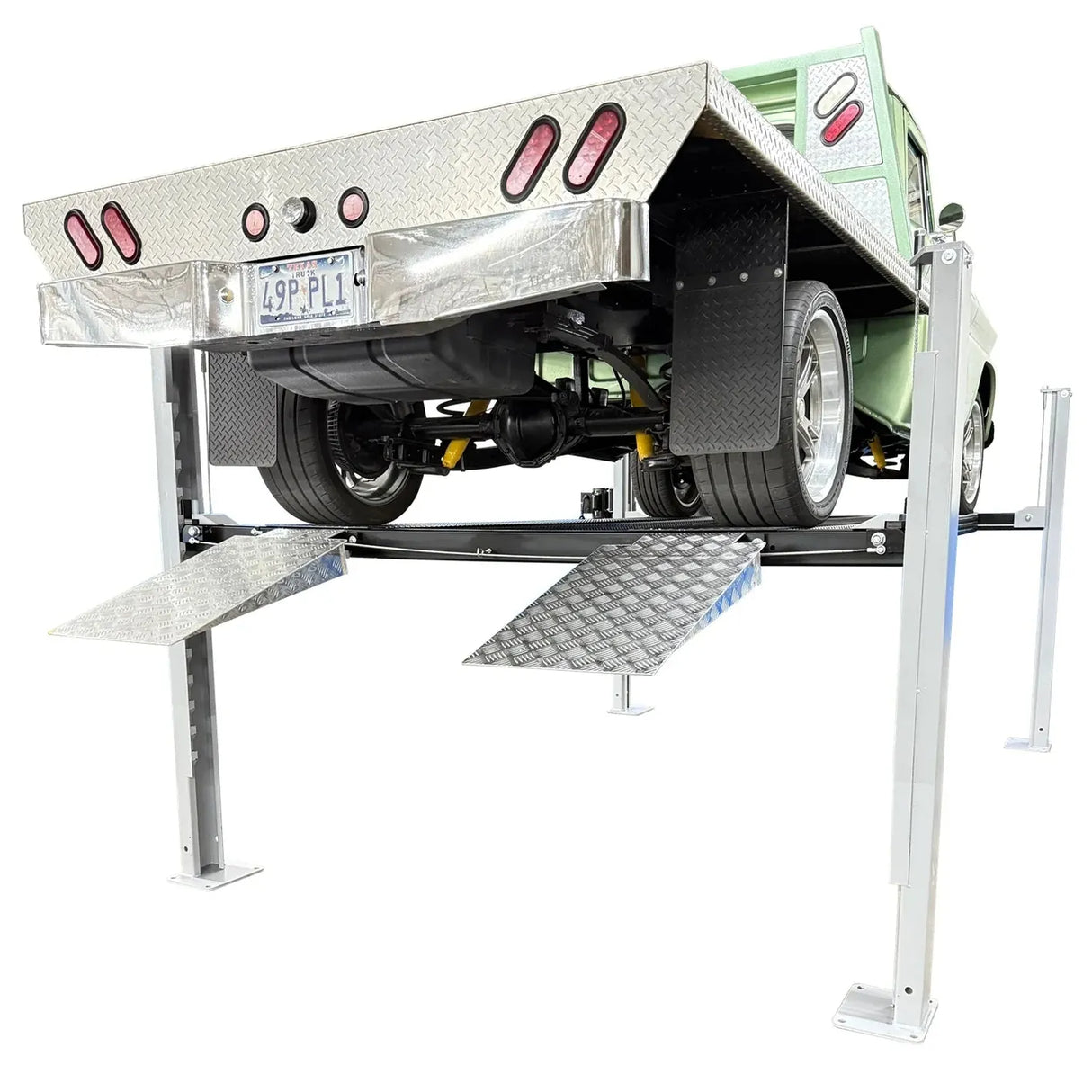 Triumph USA8000XLT 8,000 lb 4-Post Lift, Made in USA, Extended-Length Service & Storage Lift, Caster Kit + Jack Tray + 3 Drip Trays