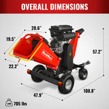 MechMaxx 8 inch ZONSEN E-Start 1000cc 35hp Gas Powered 4 - Wheel Drum Wood Chipper with Taillight ,  B200