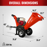 MechMaxx HONDA GX200 Gasoline Engine Powered 4 inch Wood Chipper,  GS650