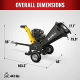MechMaxx 5 inch E-start KOHLER 429cc Gasoline Engine Powered Wood Chipper,  GS1500