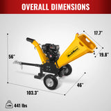 MechMaxx 5 inch E-start DUCAR 420cc Gasoline Engine Powered Wood Chipper,  GS1500
