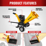 MechMaxx 5 inch E-start DUCAR 420cc Gasoline Engine Powered Wood Chipper,  GS1500