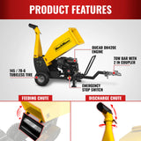 MechMaxx 5 inch E-start DUCAR 420cc 15hp Gasoline Engine Powered Drum Wood Chipper with Towbar ,  PGS1500
