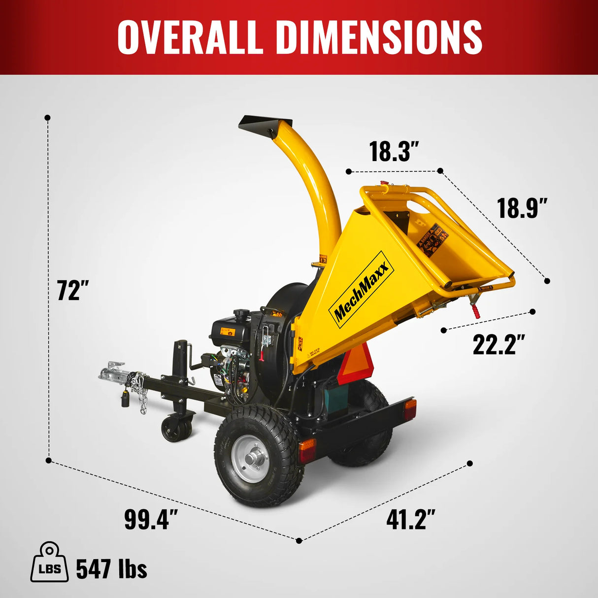 MechMaxx 5 inch E-Start KOHLER 429cc 14hp Gasoline Engine Powered Disc Wood Chipper with Taillight ,  P4205